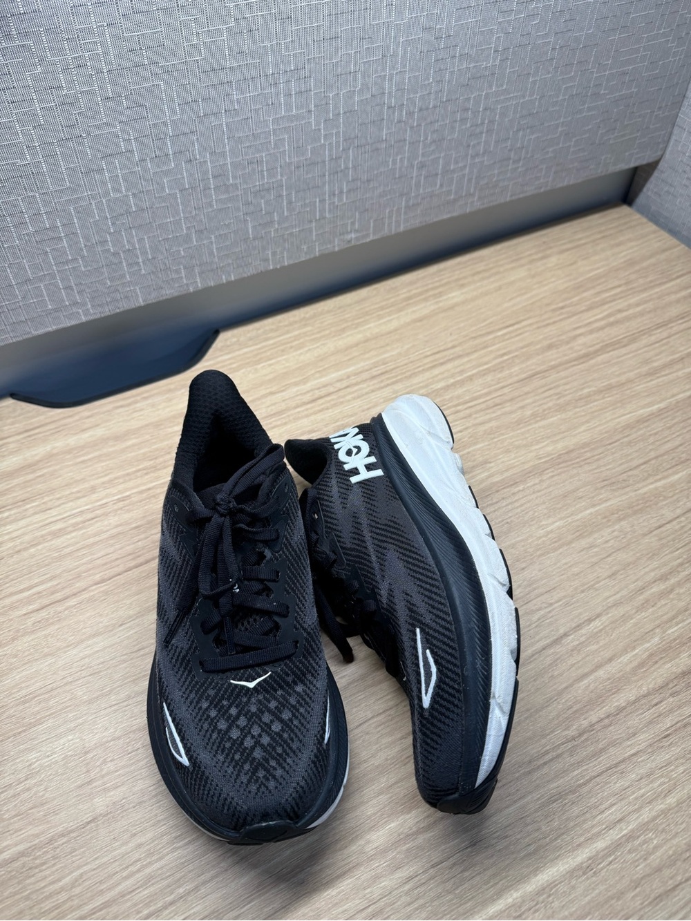 Hoka Men's Black Running Shoes with White Midsole